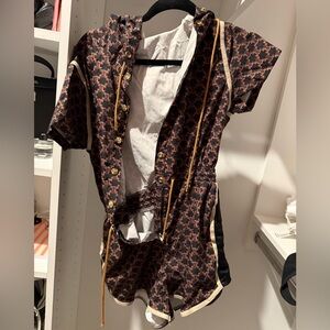 CELINE Brown and Black Patterned Romper